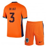 Holandsko Matthijs de Ligt #3 Domáci Detský futbalový dres ME 2024 Krátky Rukáv (+ trenírky)